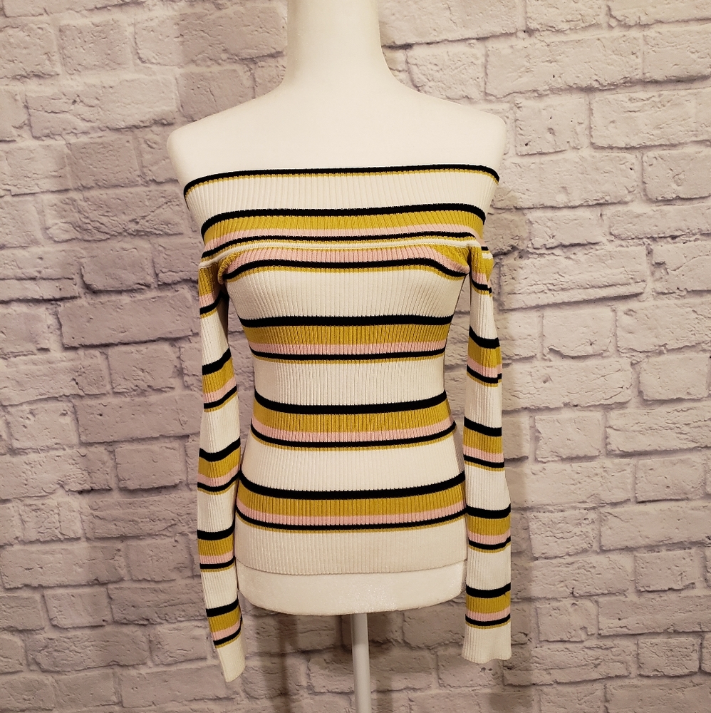 Striped off the shoulder top xs